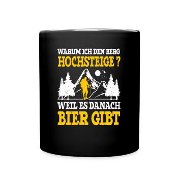 Bergsteiger Wanderer Bergsteigen Bierliebhaber - Tasse einfarbig - Schwarz - Vorne