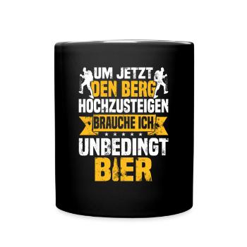 Bergsteiger Wanderer Bergsteigen Bierliebhaber - Tasse einfarbig - Schwarz - Vorne