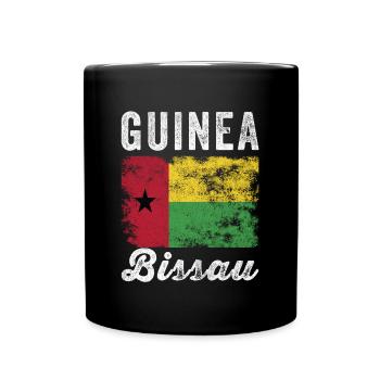 Guinea Bissau Flag Distressed - Full Colour Mug - black - Front