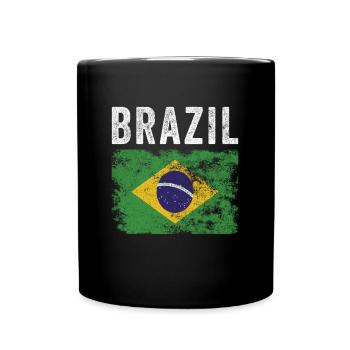 Brasilien Flagge Distressed - Brasilianische Flagge - Tasse einfarbig - Schwarz - Vorne