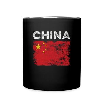 China Flag Distressed - Chinese Flag - Full Colour Mug - black - Front