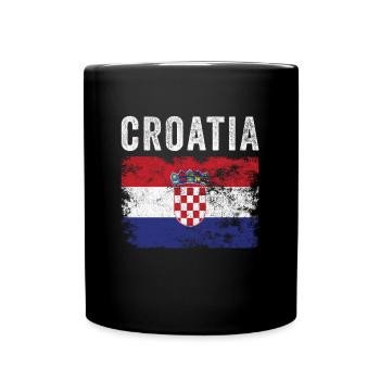 Croatia Flag Distressed - Croatian Flag - Full Colour Mug - black - Front