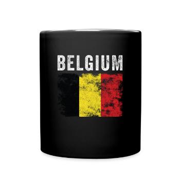 Belgium Flag Distressed - Belgian Flag - Full Colour Mug - black - Front