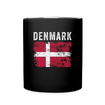 Denmark Flag Distressed - Danish Flag - Full Colour Mug - black - Front