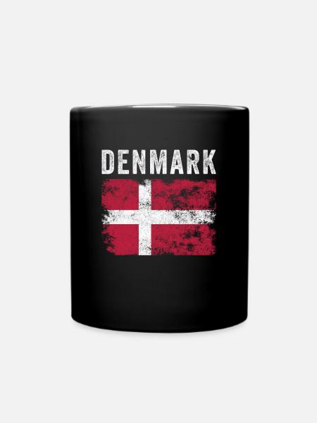 Dänemark Flagge Distressed - Dänische Flagge - Tasse einfarbig - Schwarz