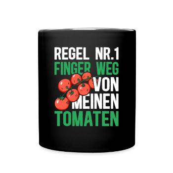 Regel Nummer 1 Finger Weg Von Meinen Tomaten - Tasse einfarbig - Schwarz - Vorne