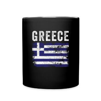 Greece Flag Distressed - Greek Flag - Full Colour Mug - black - Front