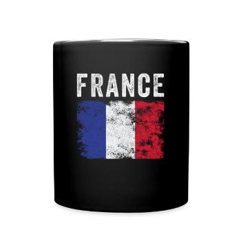 France Flag Distressed - Drapeau Français - Mug uni - noir - Devant