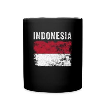 Indonesien Flagge Vintage - Indonesische Flagge - Tasse einfarbig - Schwarz - Vorne