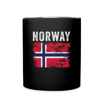 Norway Flag Distressed - Norwegian Flag - Full Colour Mug - black - Front