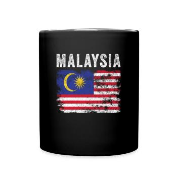 Malaysia Flag Distressed Malaysian Flag - Full Colour Mug - black - Front