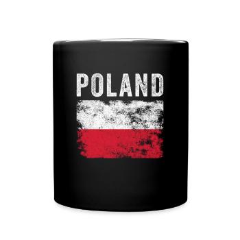 Poland Flag Distressed - Polish Flag - Full Colour Mug - black - Front