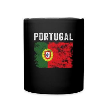 Drapeau du Portugal Drapeau portugais en détresse - Mug uni - noir - Devant