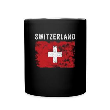 Switzerland Flag Distressed - Swiss Flag - Full Colour Mug - black - Front