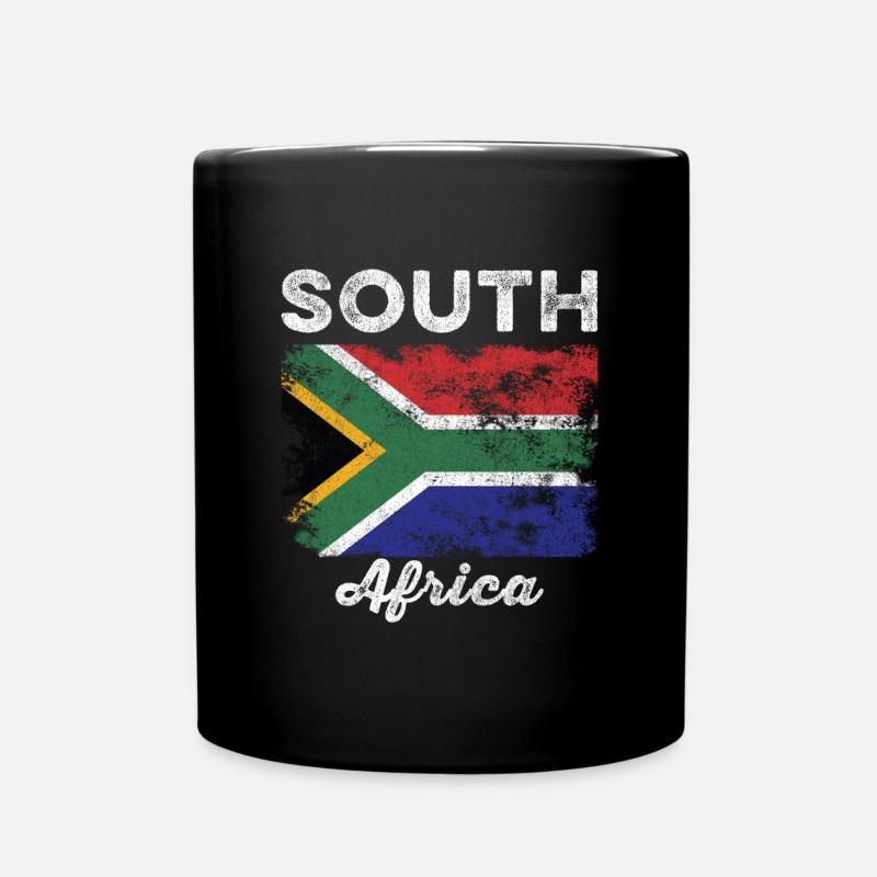 Südafrika Flagge Distressed - Tasse einfarbig - Schwarz