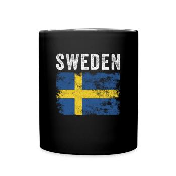 Sweden Flag Distressed - Swedish Flag - Full Colour Mug - black - Front