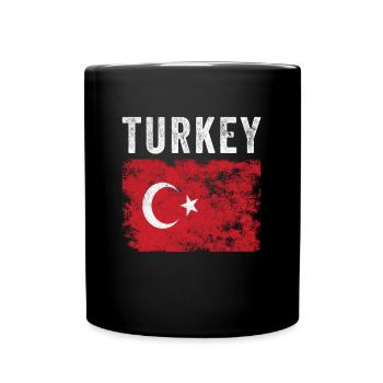 Drapeau turc en détresse - Drapeau turc - Mug uni - noir - Devant