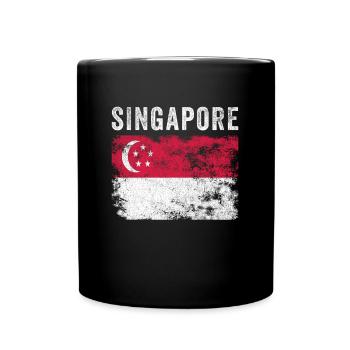Singapur Flagge Vintage Singapur Flagge - Tasse einfarbig - Schwarz - Vorne