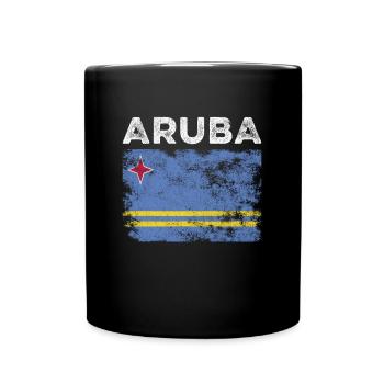 Aruba Flag Distressed - Aruba Flagge - Tasse einfarbig - Schwarz - Vorne