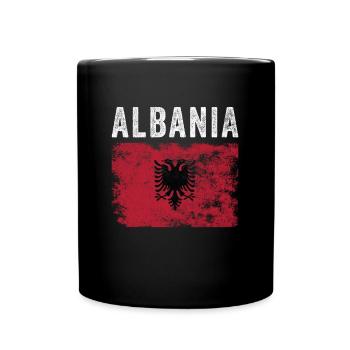Albania Flag Distressed - Albanian Flag - Full Colour Mug - black - Front