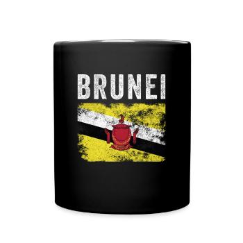 Brunei Flag Distressed - Bruneian Flag - Tasse einfarbig - Schwarz - Vorne
