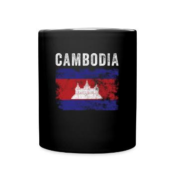 Drapeau du Cambodge Drapeau cambodgien en détresse - Mug uni - noir - Devant