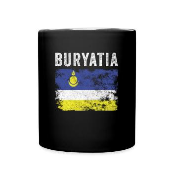 Buryatia Flag Distressed - Buryat Flag - Full Colour Mug - black - Front