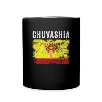 Chuvashia Flag Distressed - Chuvash Flag - Full Colour Mug - black - Front