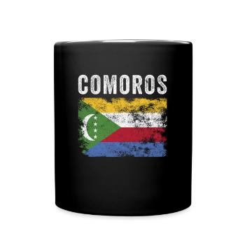 Comoros Flag Distressed - Comoran Flag - Full Colour Mug - black - Front