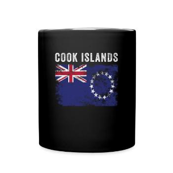 Cook Islands Flag Distressed - Full Colour Mug - black - Front