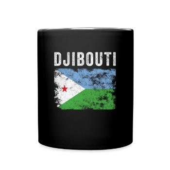 Dschibuti Flagge Distressed Djiboutian Flagge - Tasse einfarbig - Schwarz - Vorne