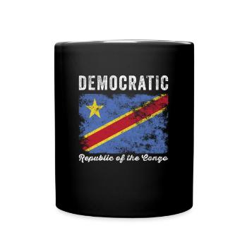Flagge der Demokratischen Republik Kongo - Tasse einfarbig - Schwarz - Vorne