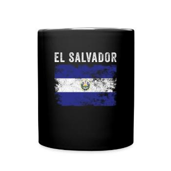 El Salvador Flag Vintage Salvadoran Flag - Full Colour Mug - black - Front