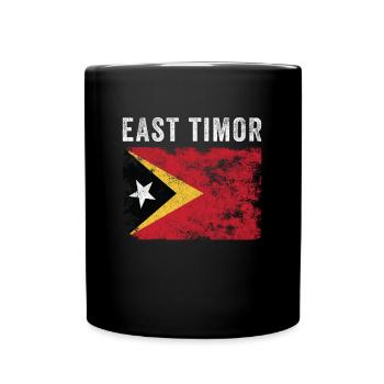 Drapeau du Timor oriental Drapeau timorais en détresse - Mug uni - noir - Devant