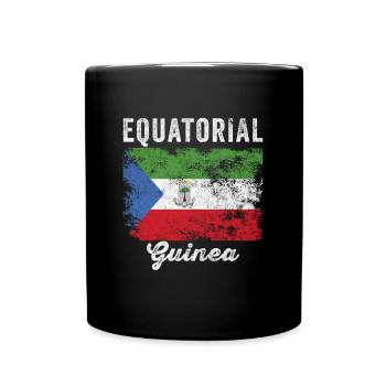 Equatorial Guinea Flag Distressed - Full Colour Mug - black - Front