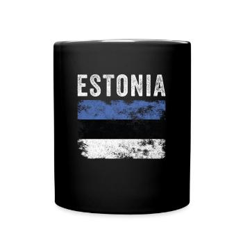 Estonia Flag Distressed - Estnische Flagge - Tasse einfarbig - Schwarz - Vorne