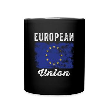 Flagge der Europäischen Union notleidend - Tasse einfarbig - Schwarz - Vorne