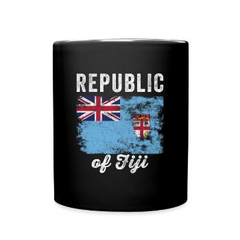 Fidschi Flag Distressed - Fidschi-Flagge - Tasse einfarbig - Schwarz - Vorne