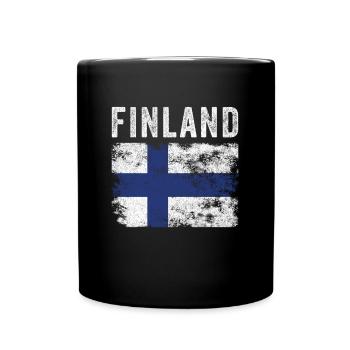 Drapeau finlandais en détresse - Drapeau finlandais - Mug uni - noir - Devant