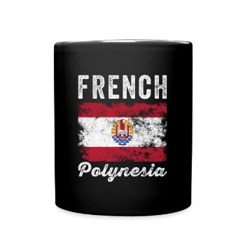 Français Drapeau de la Polynésie en détresse - Mug uni - noir - Devant