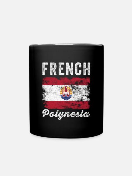 Französisch-Polynesien Flagge Distressed - Tasse einfarbig - Schwarz
