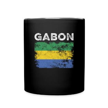 Gabon Flag Distressed - Drapeau gabonais - Mug uni - noir - Devant