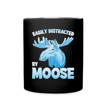Easily Distracted By Moose Moose Moose Gift - Full Colour Mug - black - Front