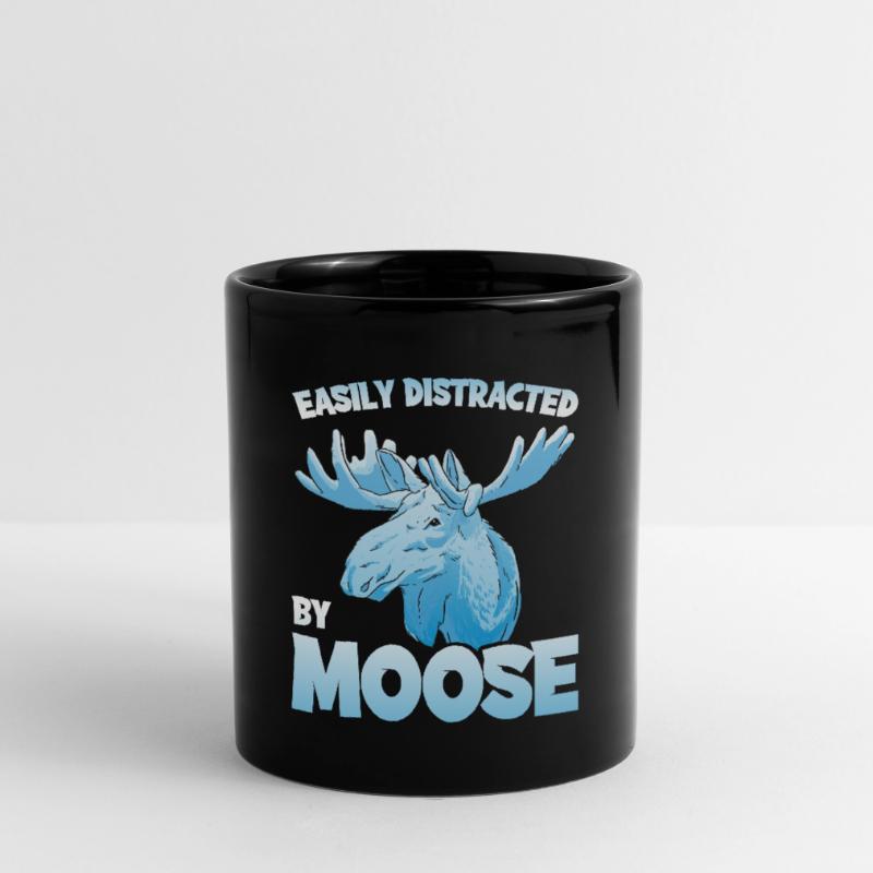 Easily Distracted By Moose Elch Geschenk Tasse einfarbig