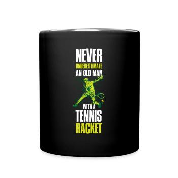 Vieil homme avec une raquette de tennis cadeau de tennis - Mug uni - noir - Devant
