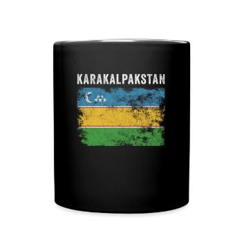 Karakalpakstan Flag Distressed - Full Colour Mug - black - Front