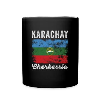 Karachay Cherkessia Drapeau en détresse - Mug uni - noir - Devant