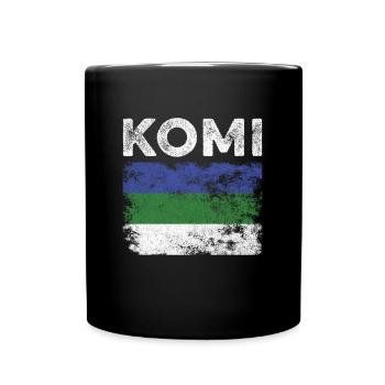 Drapeau Komi en détresse - Drapeau Komi - Mug uni - noir - Devant