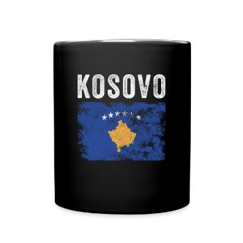 Kosovo Flag Distressed - Kosovar Flag - Full Colour Mug - black - Front
