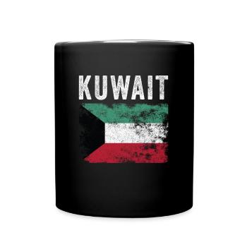 Kuwait Flag Distressed - Kuwaitische Flagge - Tasse einfarbig - Schwarz - Vorne